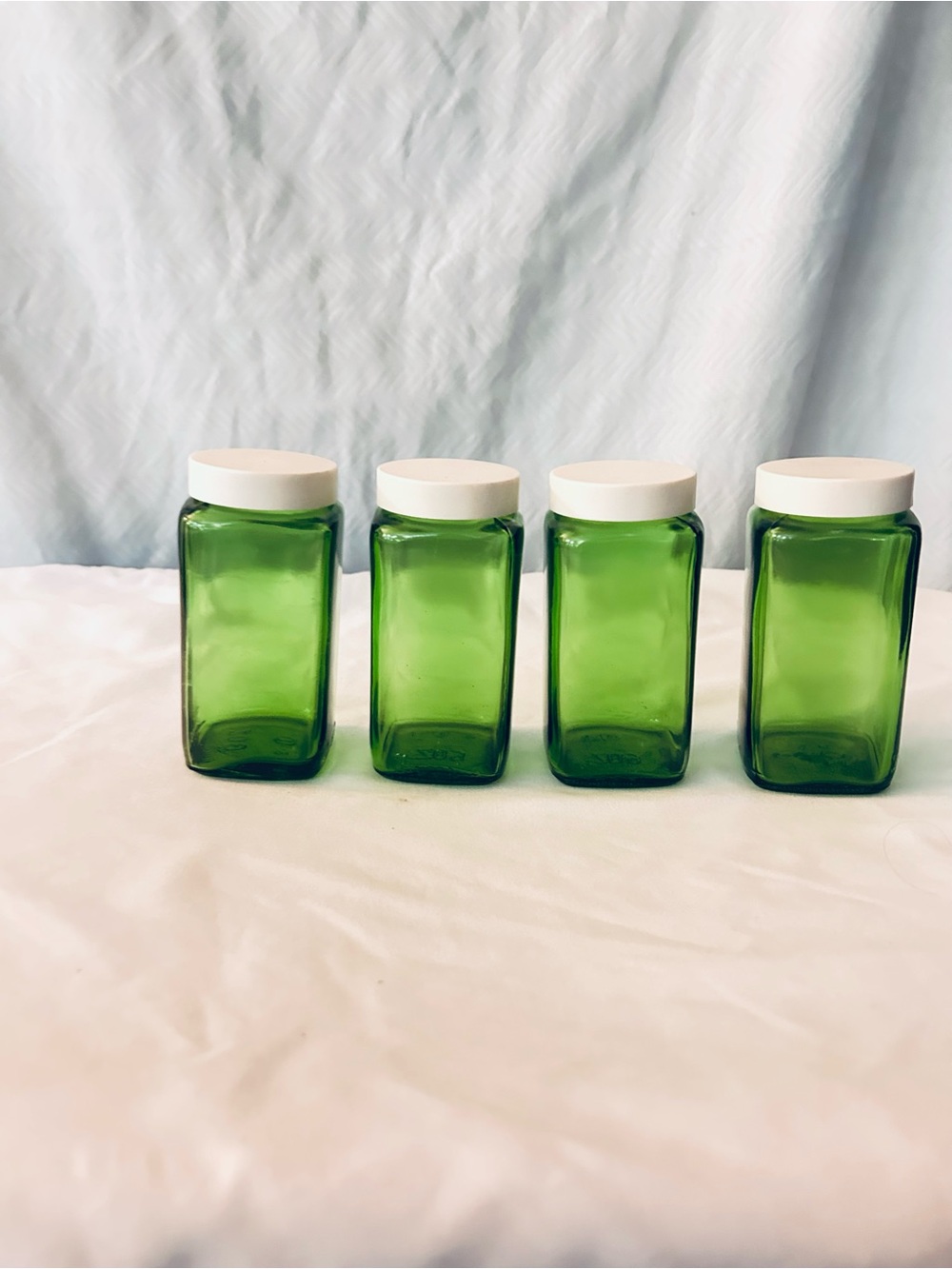 Vintage green spice jars